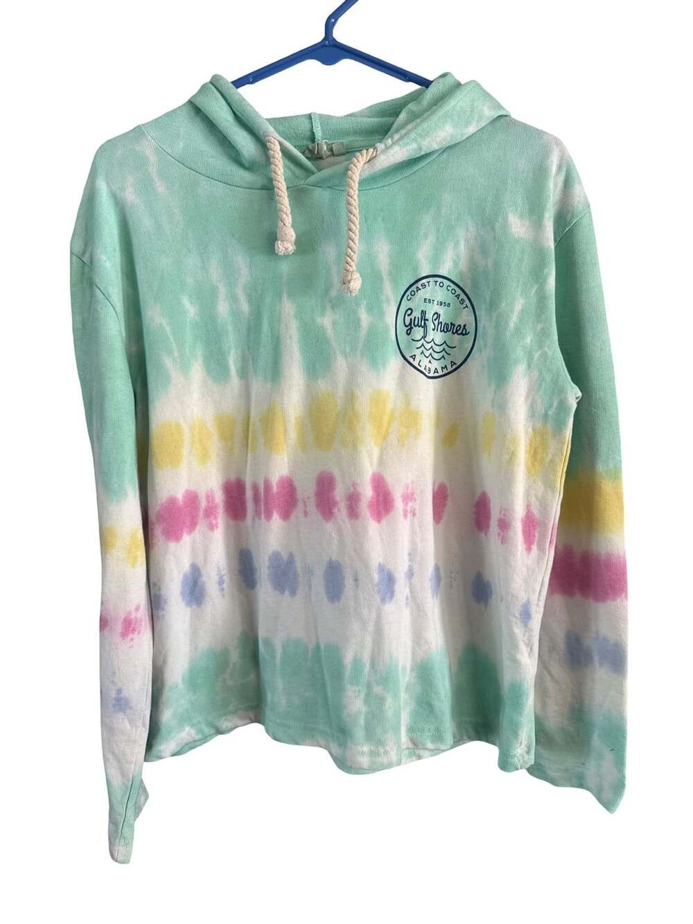 Coast To Coast Gulf Shores Alabama Hoodie Size M Tie Dye Pastel